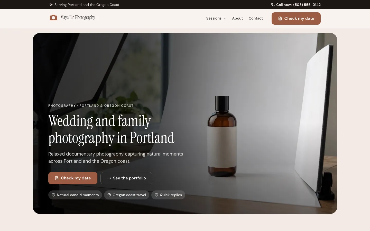 The Maya Lin Photography website on a computer