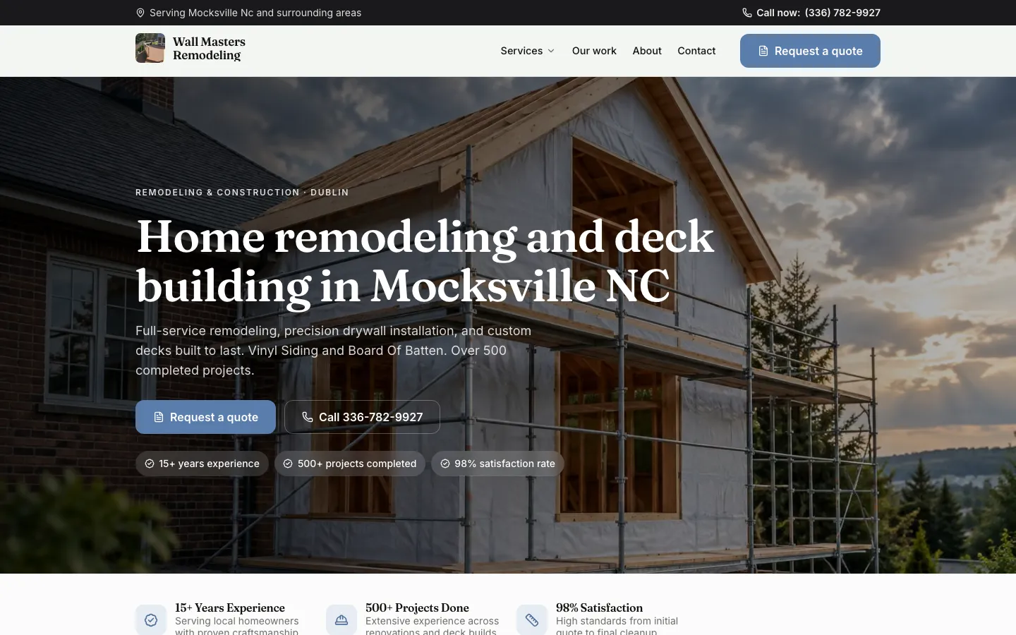 The Wall Masters Remodeling website on a computer