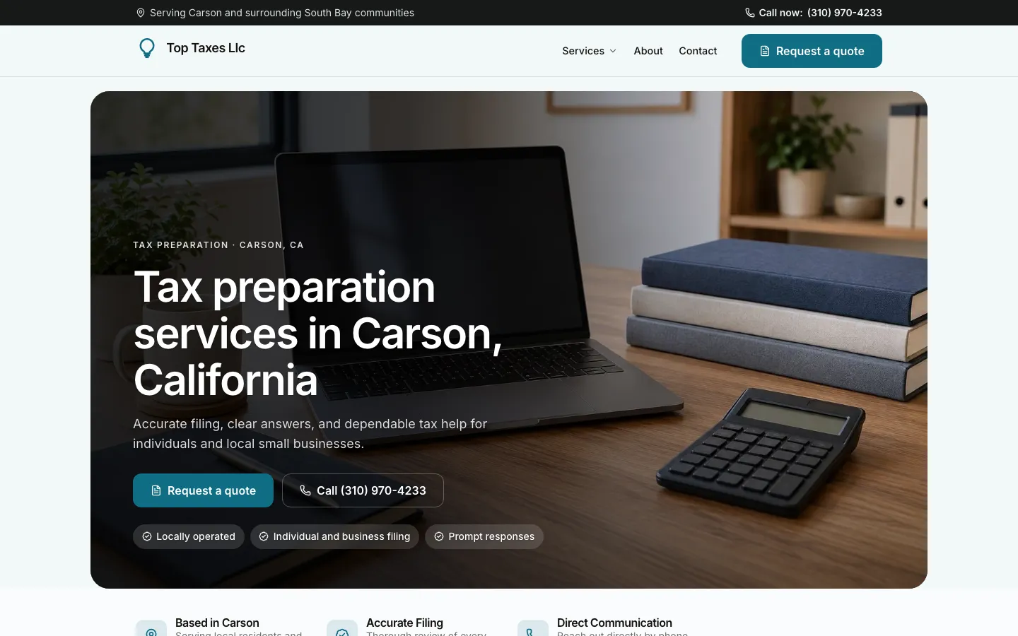 The Top Taxes website on a computer