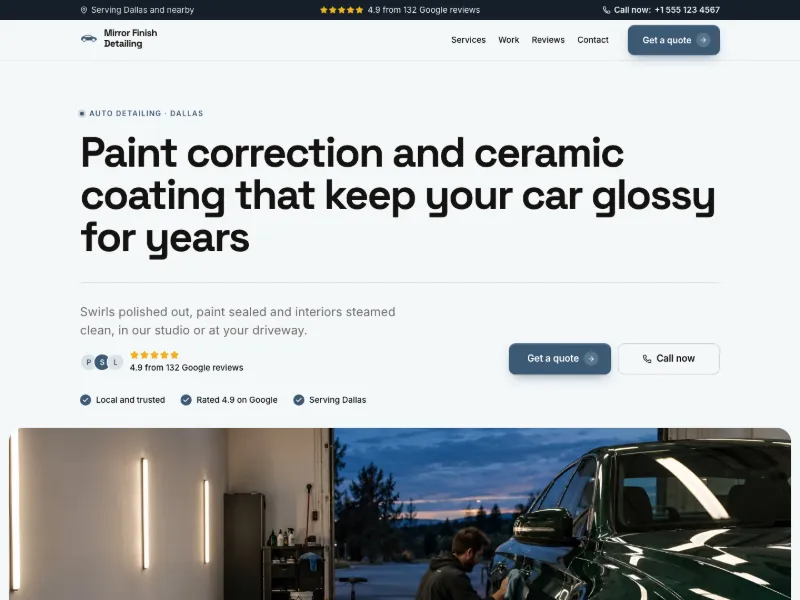 The Auto Detailing template, for automotive