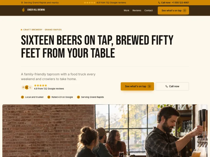 The Craft Brewery website template for bars and pubs, worn by a sample business