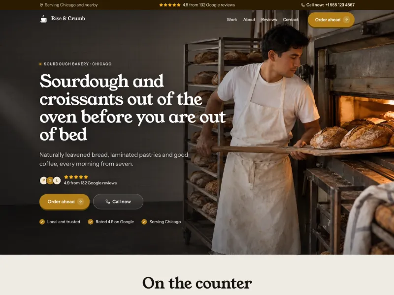 The Sourdough Bakery template, for cafés and bakeries