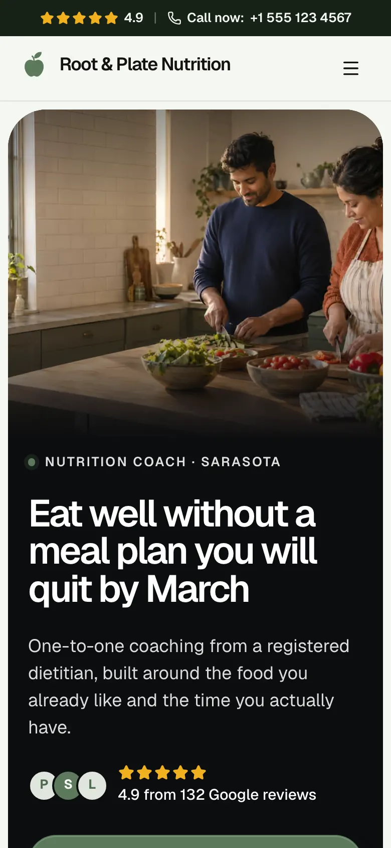 The Nutrition Coach template on a phone