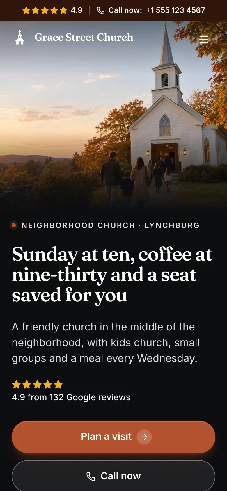 The Neighborhood Church template on a phone