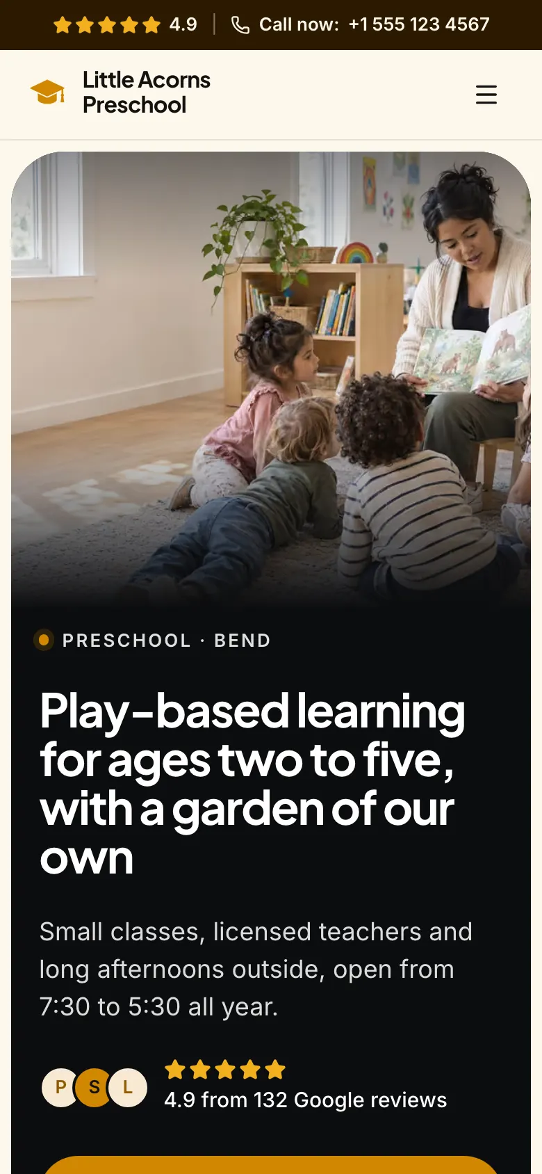 The Preschool template on a phone