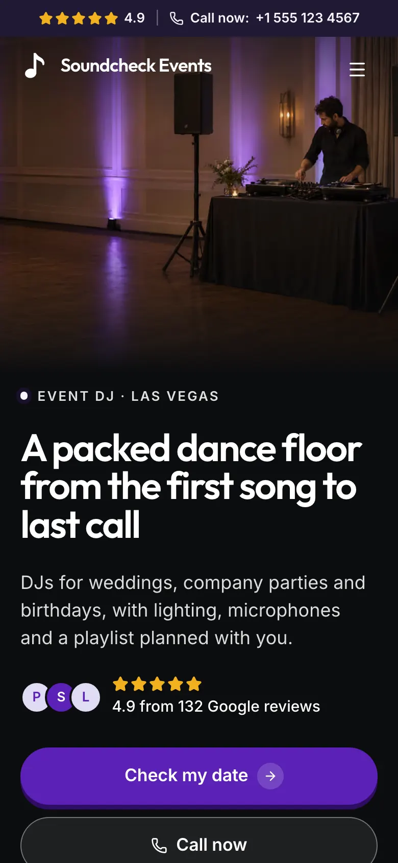 The Event DJ template on a phone