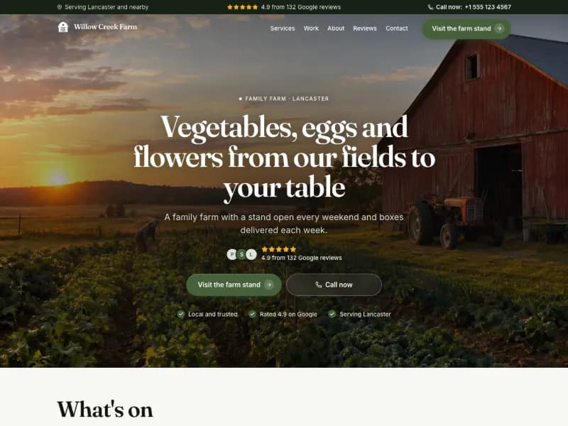 The Family Farm website template for farms and orchards, worn by a sample business