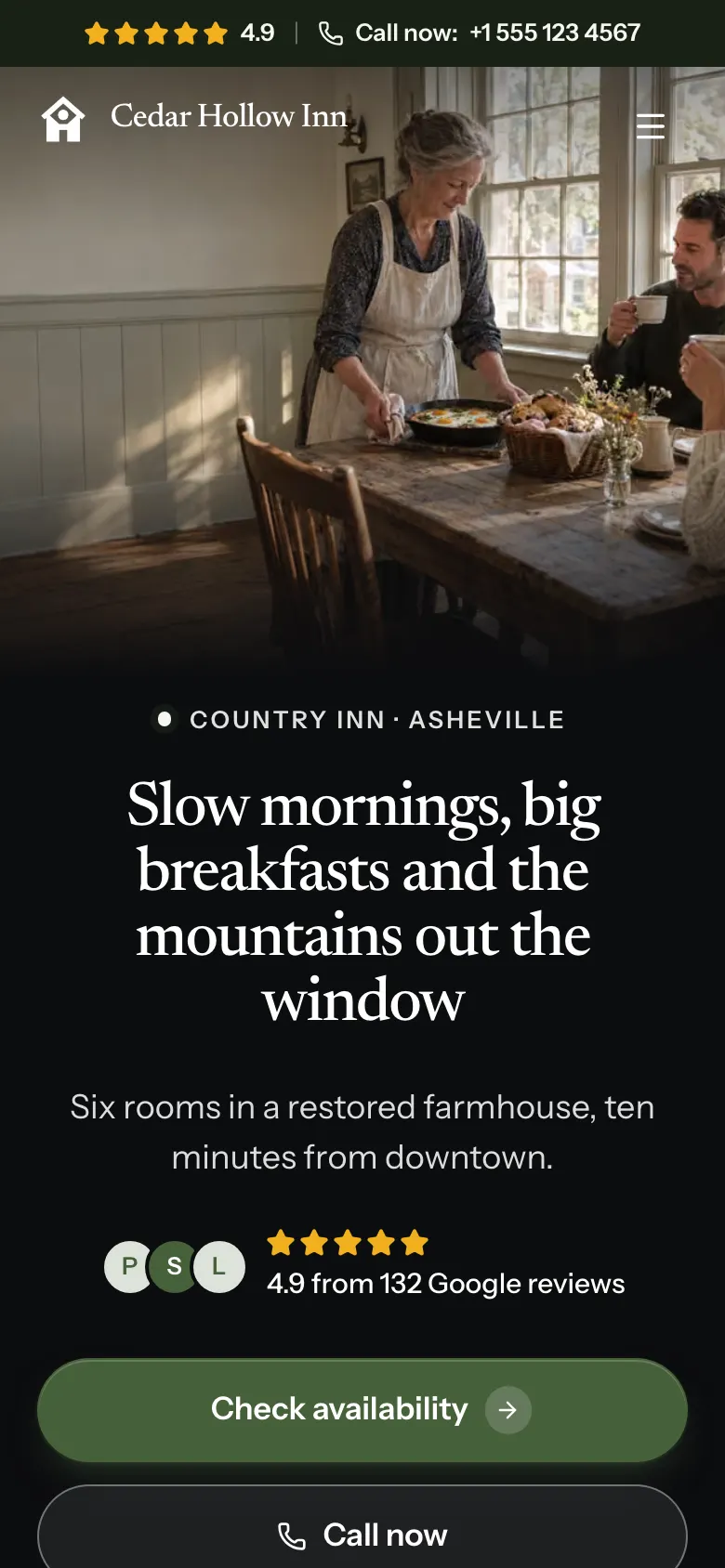 The Country Inn template on a phone