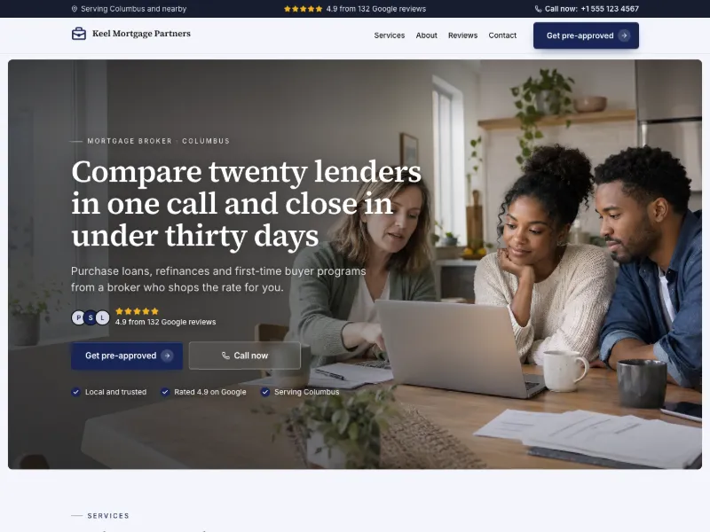The Mortgage Broker website template for real estate and property, worn by a sample business