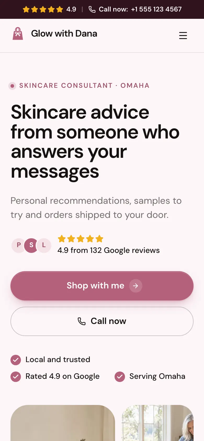 The Skincare Consultant template on a phone