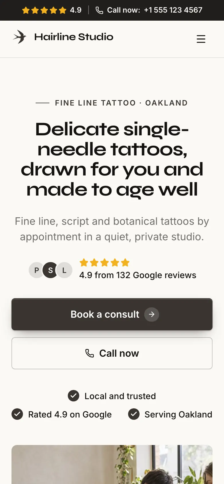 The Fine Line Tattoo template on a phone