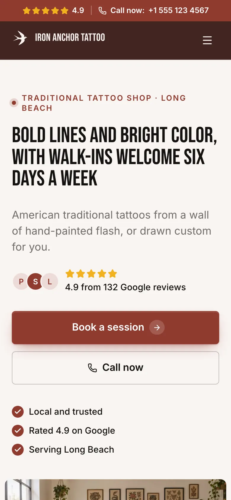 The Traditional Tattoo template on a phone