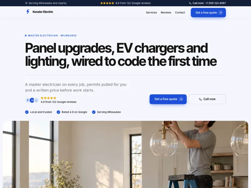 The Master Electrician template, for home services